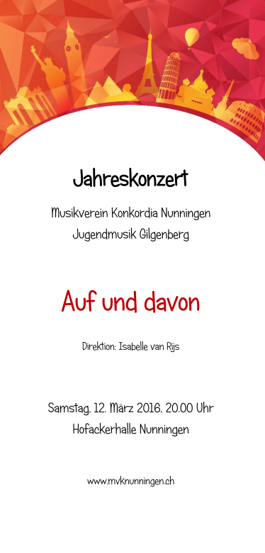 MVK Nunningen Jahreskonzert 2016 Flyer Seite 1